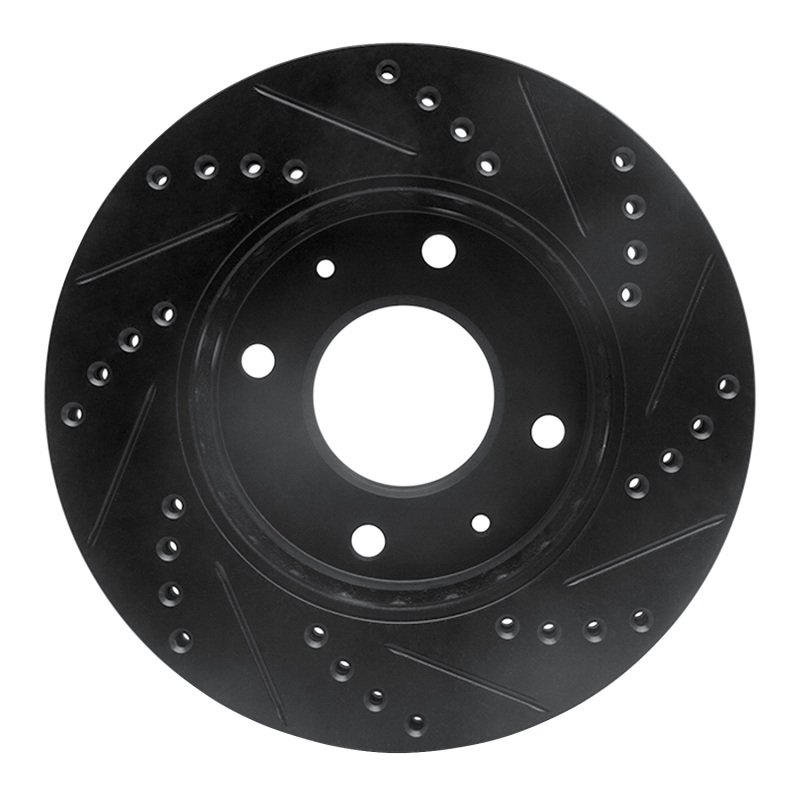 Hyundai Sonata Brake Rotor (1) - Front Left - R1 Concepts - Drilled & Slotted - Black - `01-`03